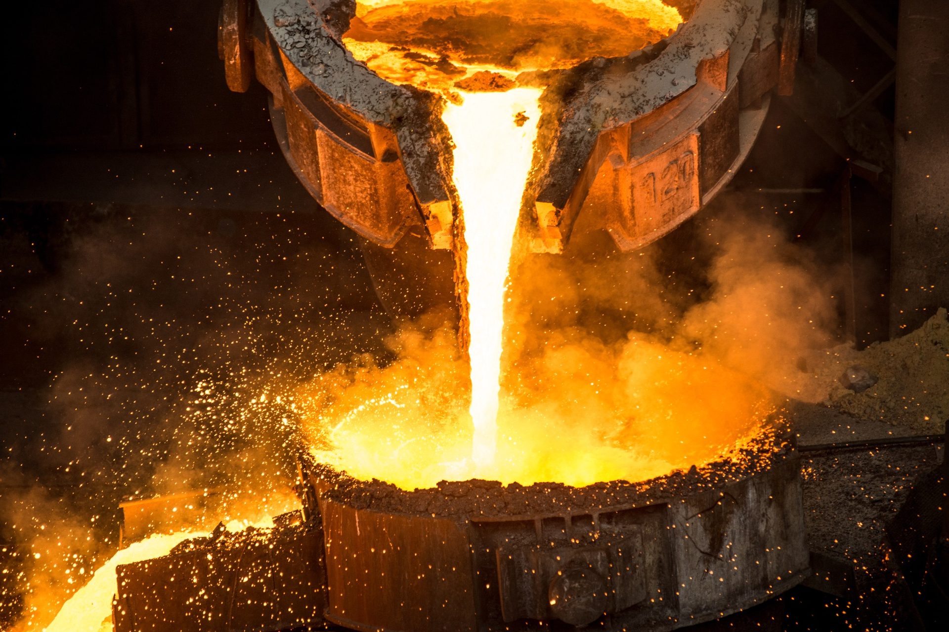 Industrial melting furnace refractory supporting molten metal processing